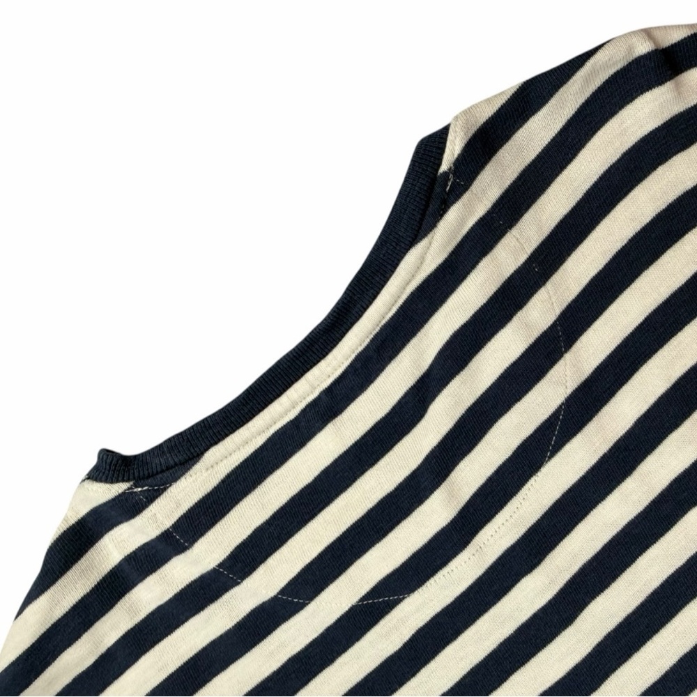 Left Coast Tee Men’s White/Navy Striped Cotton Short Sleeve Crew Neck Tee Large - Picture 7 of 7